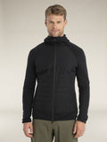 Haut à capuche, manches longues et glissière Quantum Hybrid en mélange de mérinos Homme Black - 1