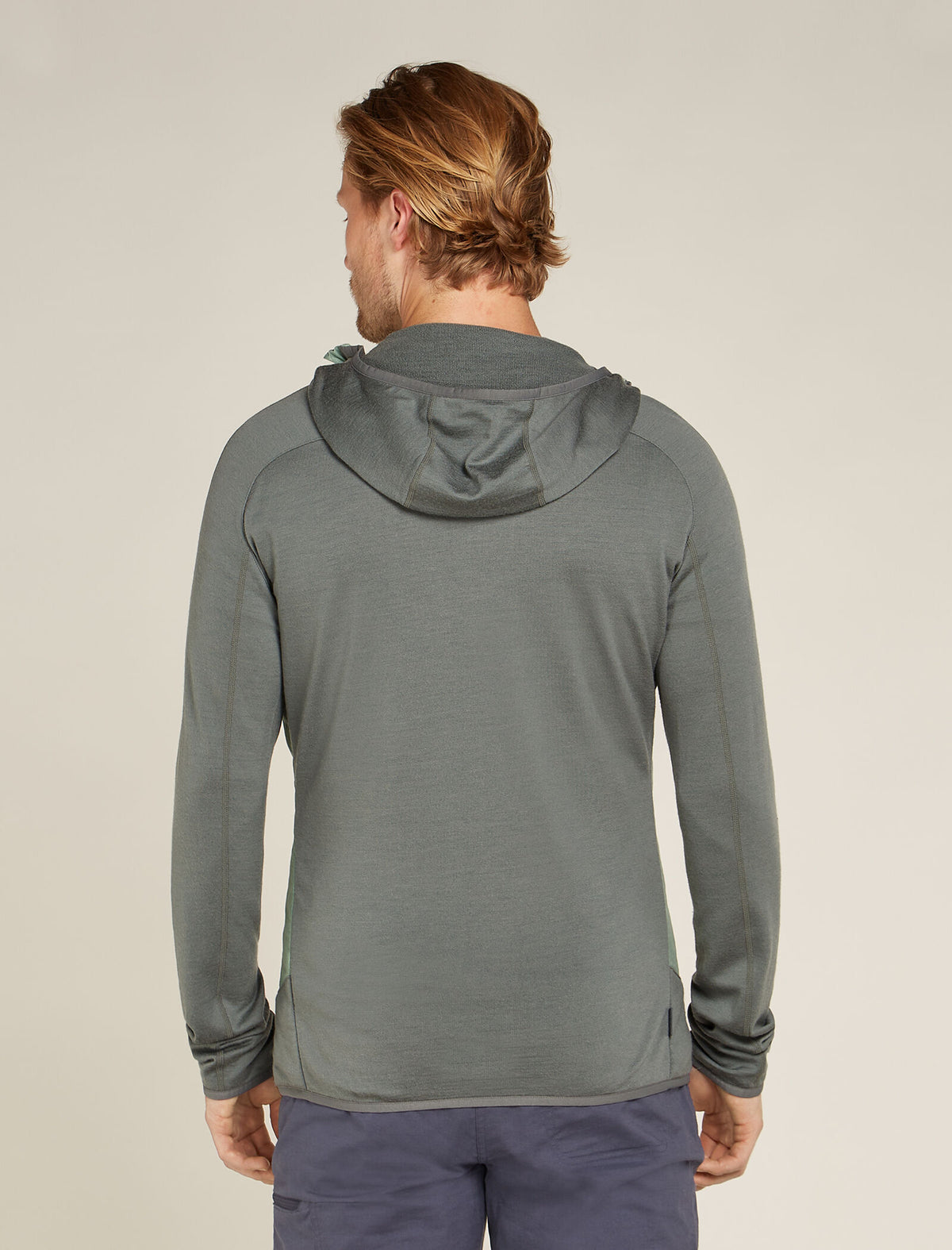 Haut à capuche, manches longues et glissière Quantum Hybrid en mélange de mérinos Homme Galaxy/Moss - 2