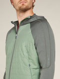 Haut à capuche, manches longues et glissière Quantum Hybrid en mélange de mérinos Homme Galaxy/Moss - 6
