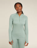 Women's 300 MerinoFine™ Polar Long Sleeve Half Zip Thermal Top Moss - 1