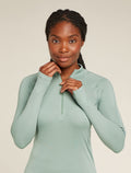 Women's 300 MerinoFine™ Polar Long Sleeve Half Zip Thermal Top Moss - 6