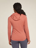 Women's Merino Blend Quantum Hybrid Long Sleeve Zip Hoodie Cedar Wood/Port - 2