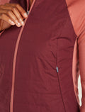 Women's Merino Blend Quantum Hybrid Long Sleeve Zip Hoodie Cedar Wood/Port - 5