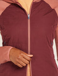 Women's Merino Blend Quantum Hybrid Long Sleeve Zip Hoodie Cedar Wood/Port - 7