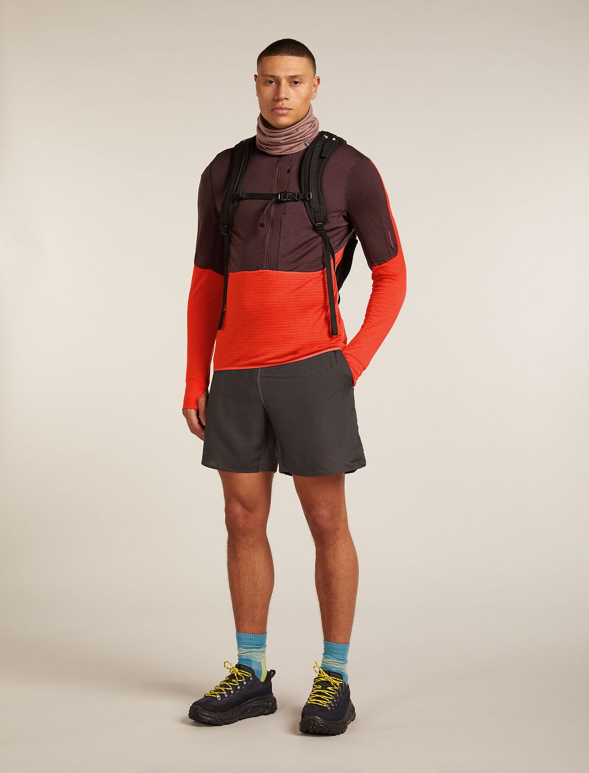 Men's Merino Blend 200 Realfleece™ Descender Long Sleeve Half Zip Top Java/Fervid - 4