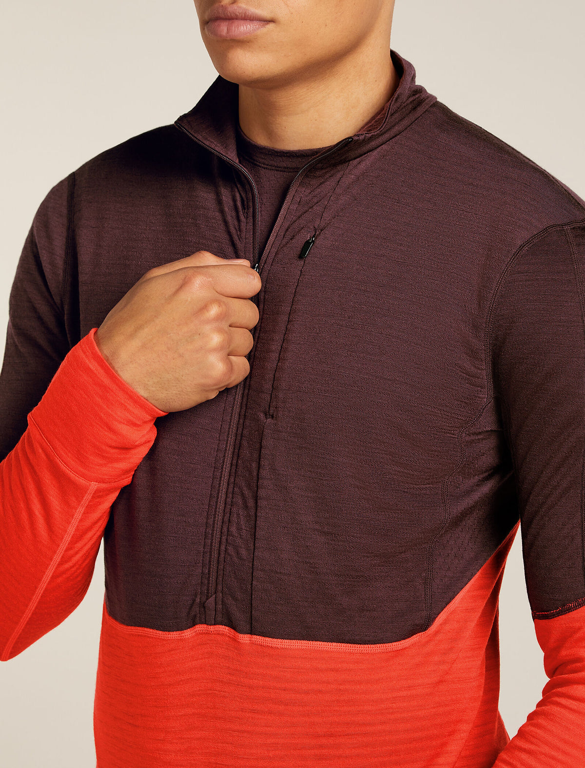 Men's Merino Blend 200 Realfleece™ Descender Long Sleeve Half Zip Top Java/Fervid - 6
