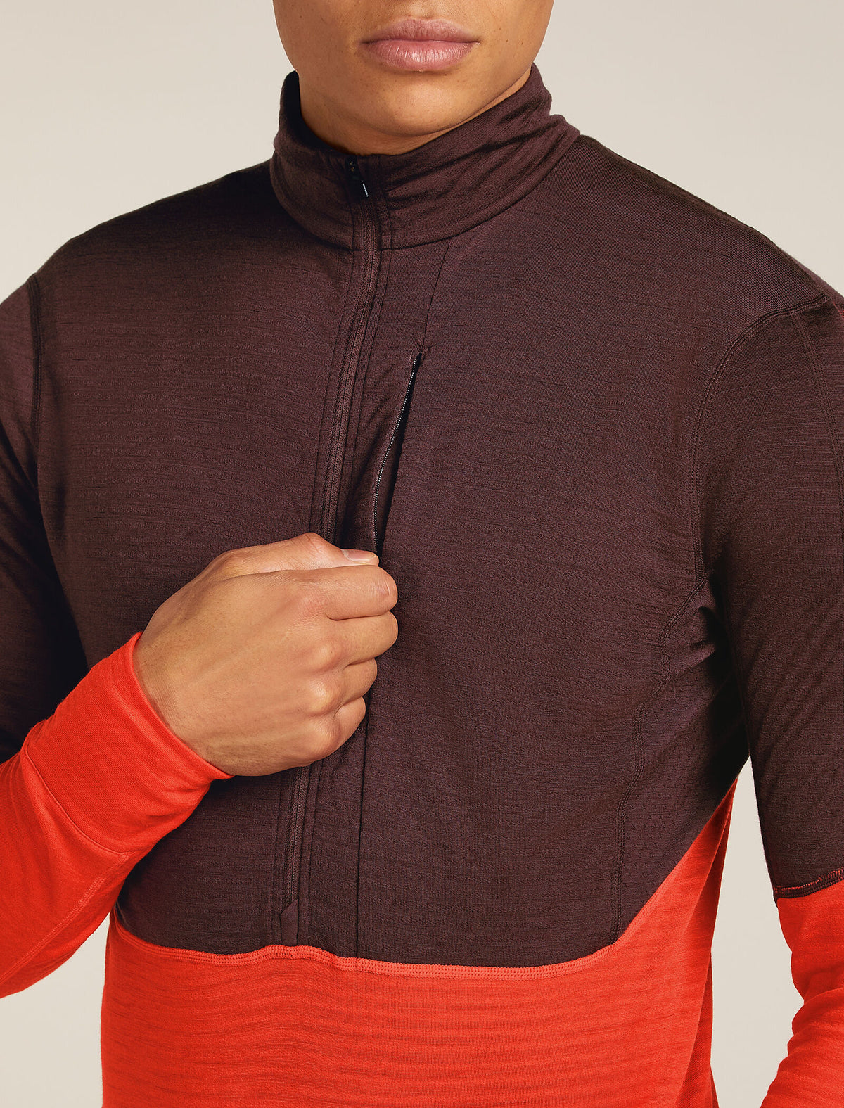 Men's Merino Blend 200 Realfleece™ Descender Long Sleeve Half Zip Top Java/Fervid - 7