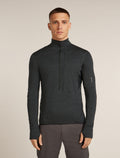 Men's Merino Blend 200 Realfleece™ Descender Long Sleeve Half Zip Top Jet Heather/Black - 1