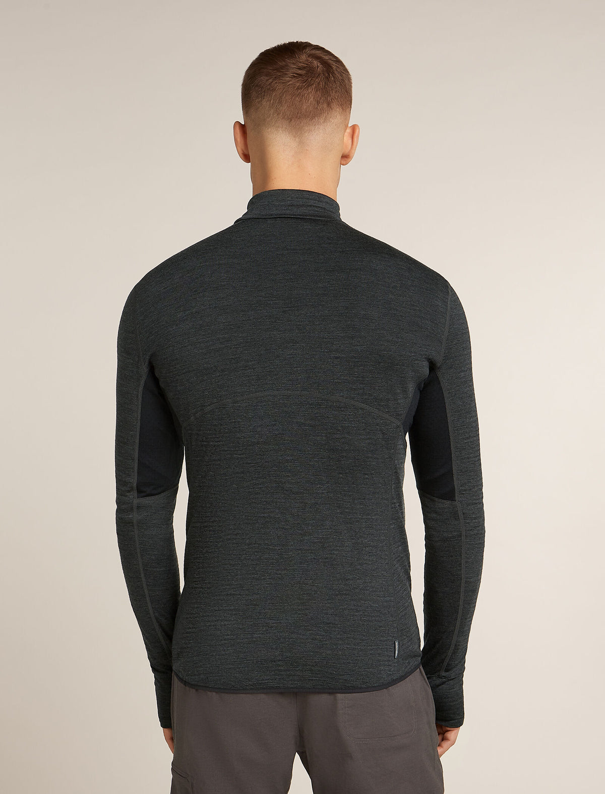 Men's Merino Blend 200 Realfleece™ Descender Long Sleeve Half Zip Top Jet Heather/Black - 2