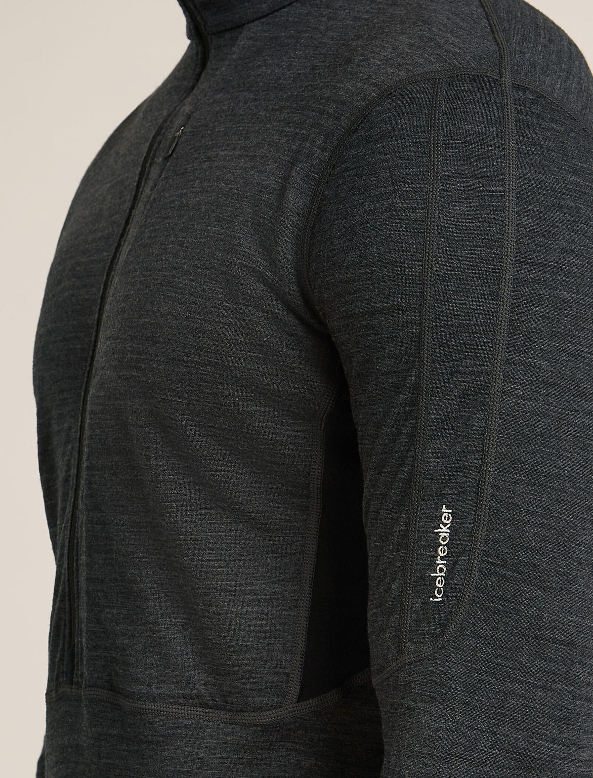 Men's Merino Blend 200 Realfleece™ Descender Long Sleeve Half Zip Top Jet Heather/Black - 5