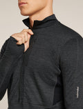 Men's Merino Blend 200 Realfleece™ Descender Long Sleeve Half Zip Top Jet Heather/Black - 6