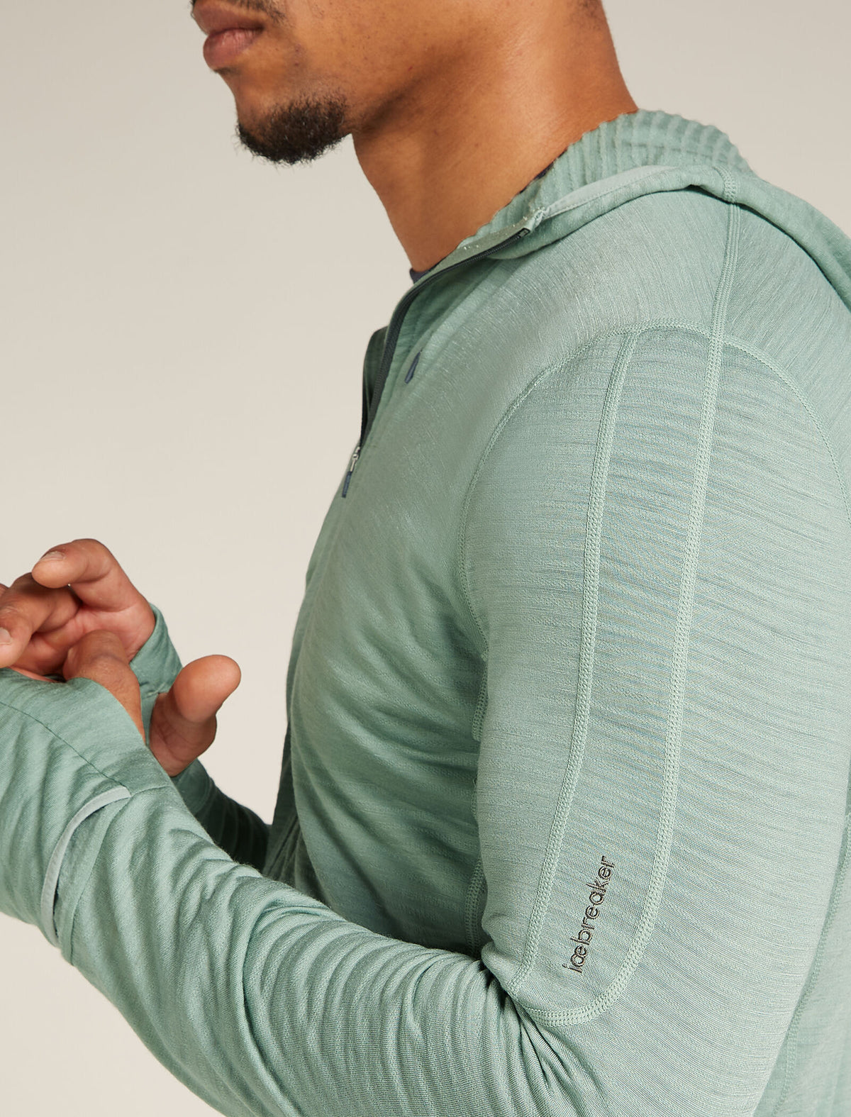 Men's Merino Blend 200 Realfleece™ Descender Long Sleeve Zip Hoodie Moss/Galaxy - 5