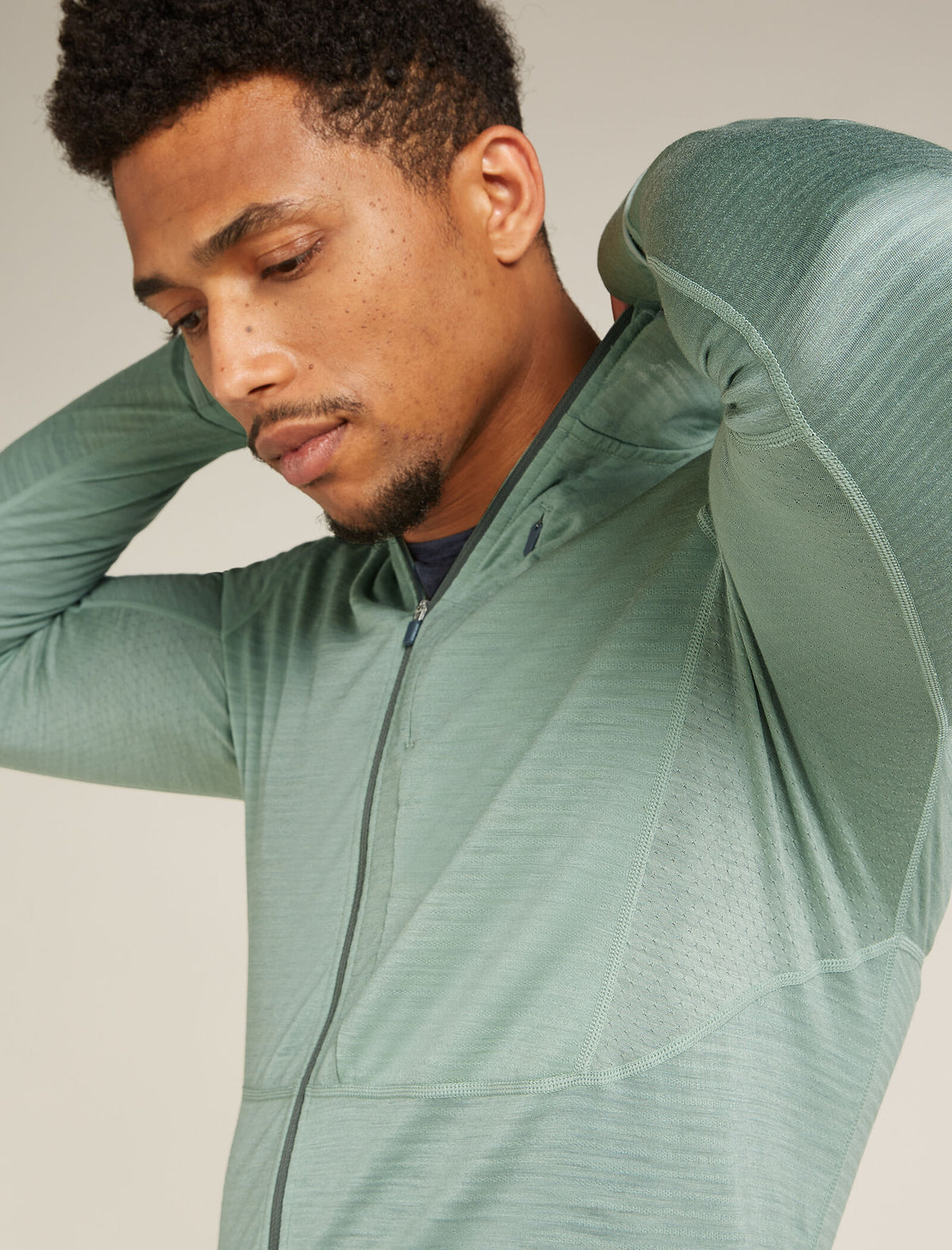Men's Merino Blend 200 Realfleece™ Descender Long Sleeve Zip Hoodie Moss/Galaxy - 6
