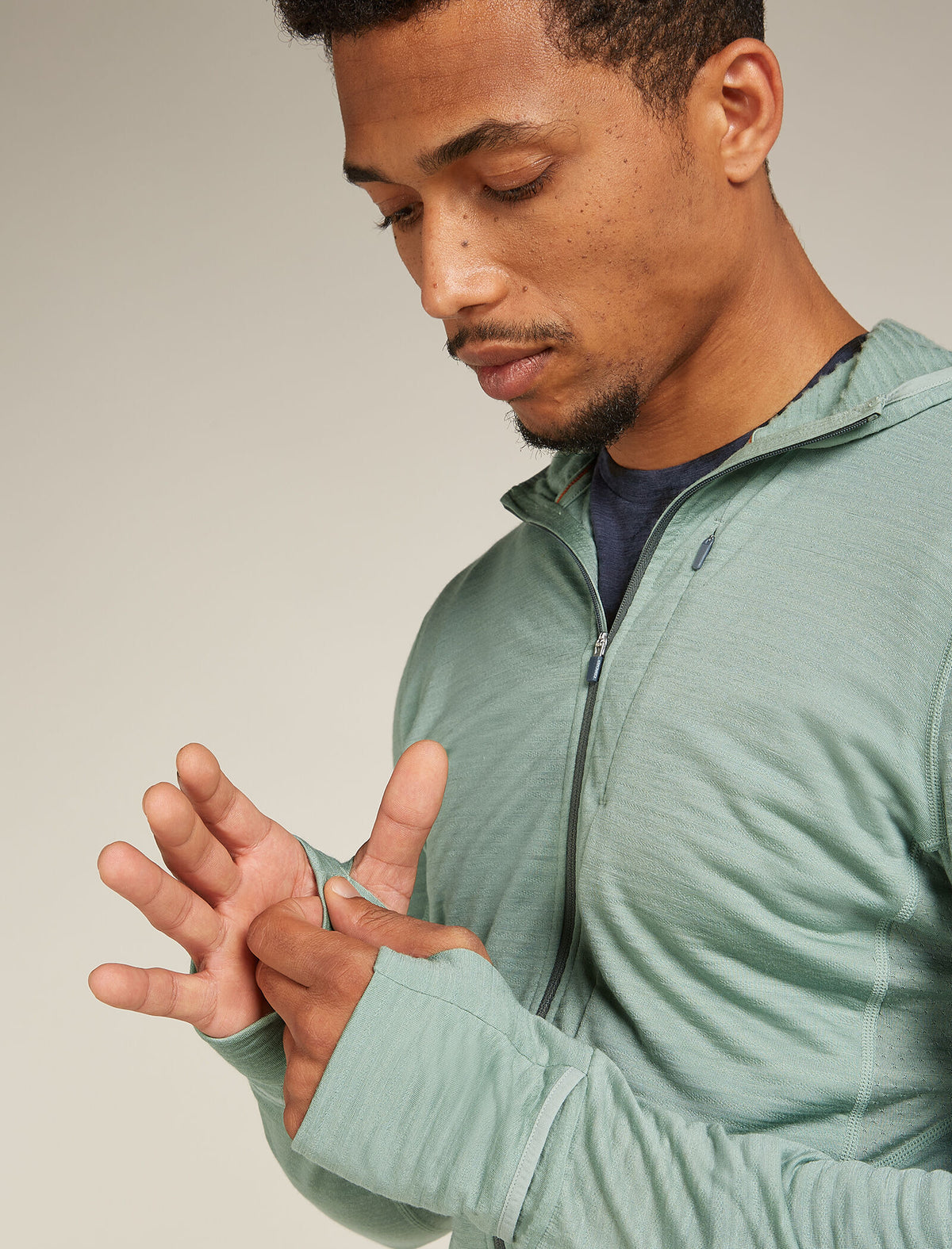 Men's Merino Blend 200 Realfleece™ Descender Long Sleeve Zip Hoodie Moss/Galaxy - 7