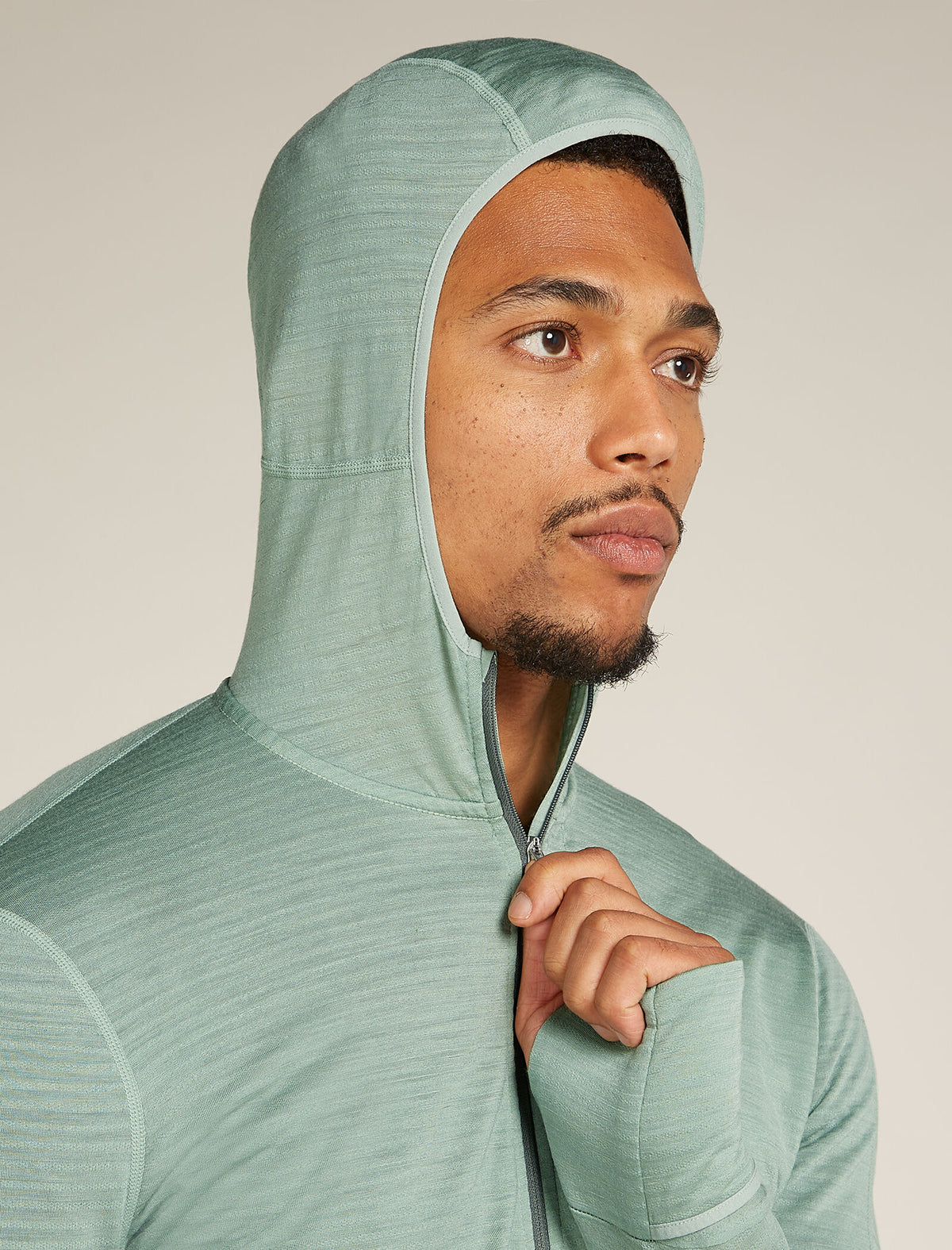 Men's Merino Blend 200 Realfleece™ Descender Long Sleeve Zip Hoodie Moss/Galaxy - 9
