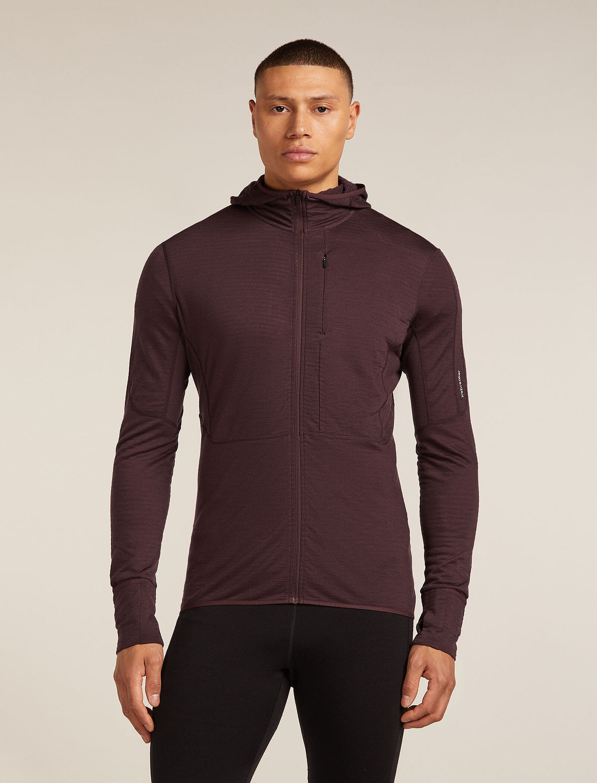 Haut à capuche, manches longues et glissière 200 RealFleece™ Descender en mélange de mérinos Men's Java - 1