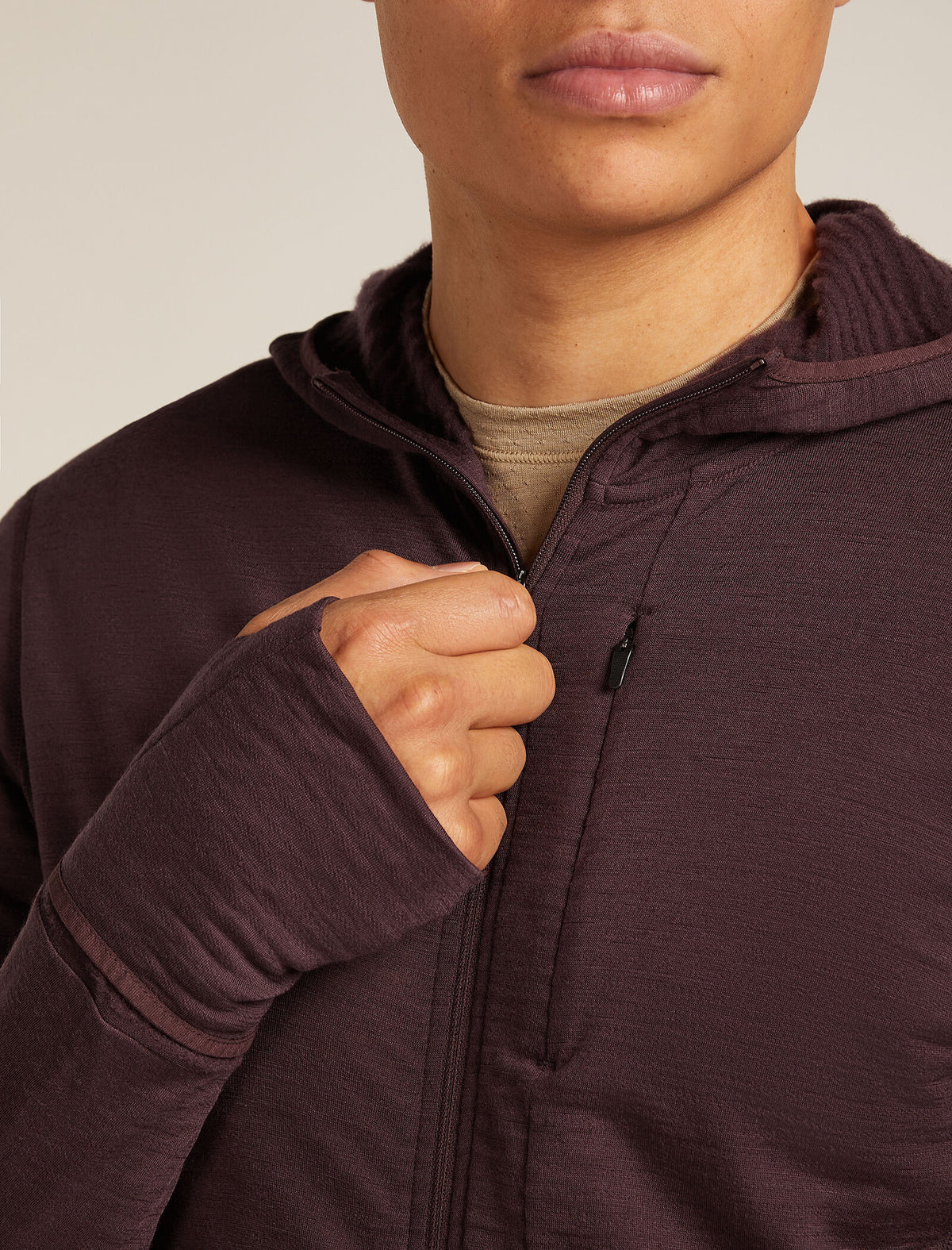 Haut à capuche, manches longues et glissière 200 RealFleece™ Descender en mélange de mérinos Men's Java - 6