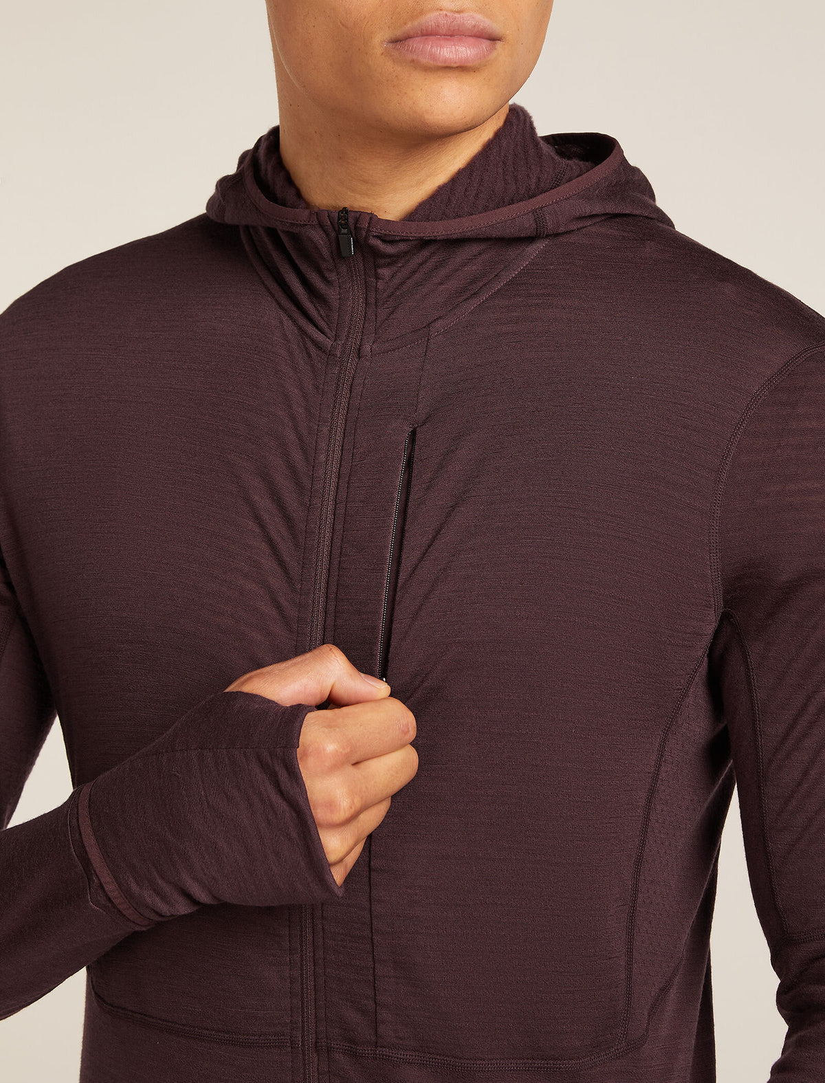 Haut à capuche, manches longues et glissière 200 RealFleece™ Descender en mélange de mérinos Men's Java - 7
