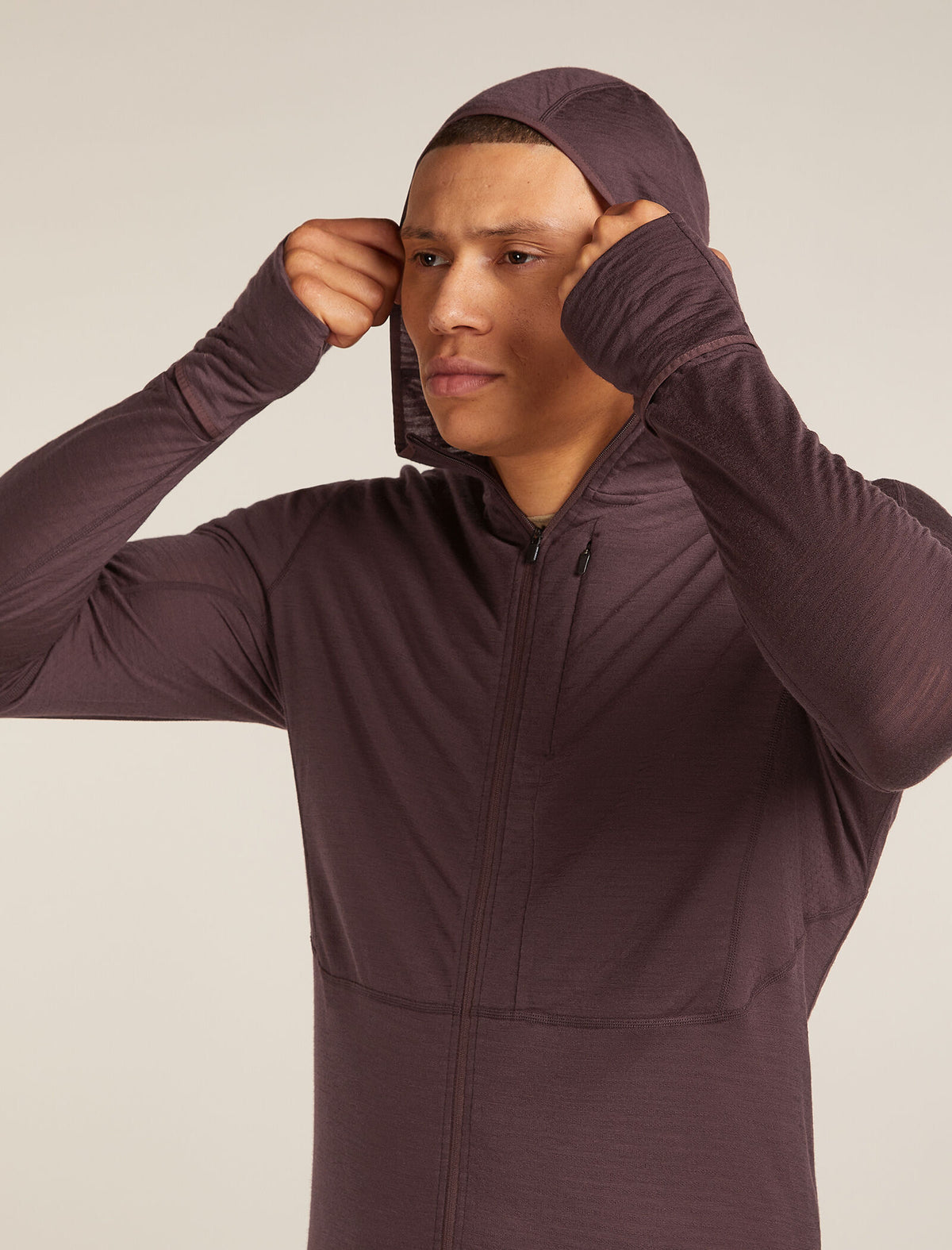 Haut à capuche, manches longues et glissière 200 RealFleece™ Descender en mélange de mérinos Men's Java - 8