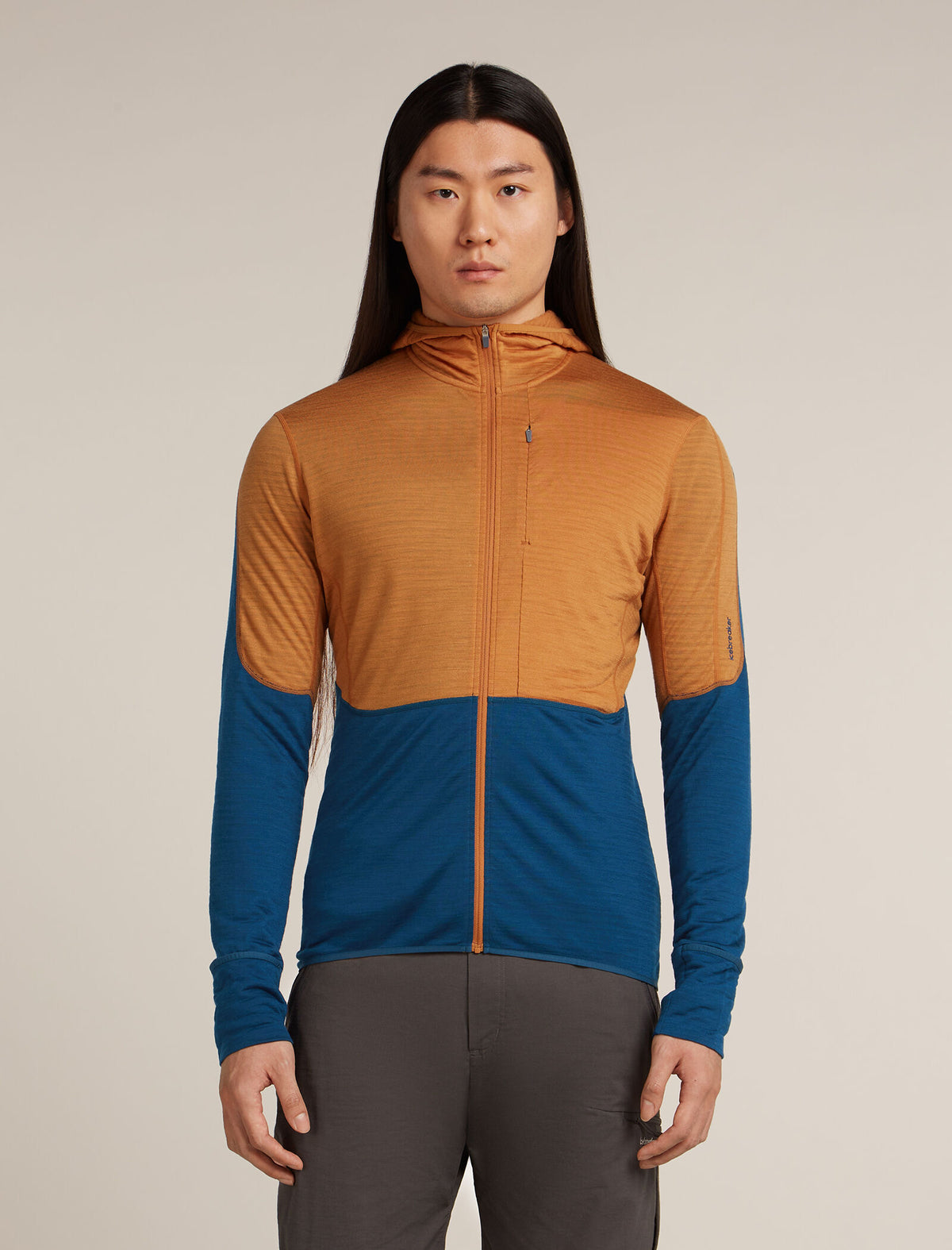 Haut à capuche, manches longues et glissière 200 RealFleece™ Descender en mélange de mérinos Men's Trail/Atlantis - 1