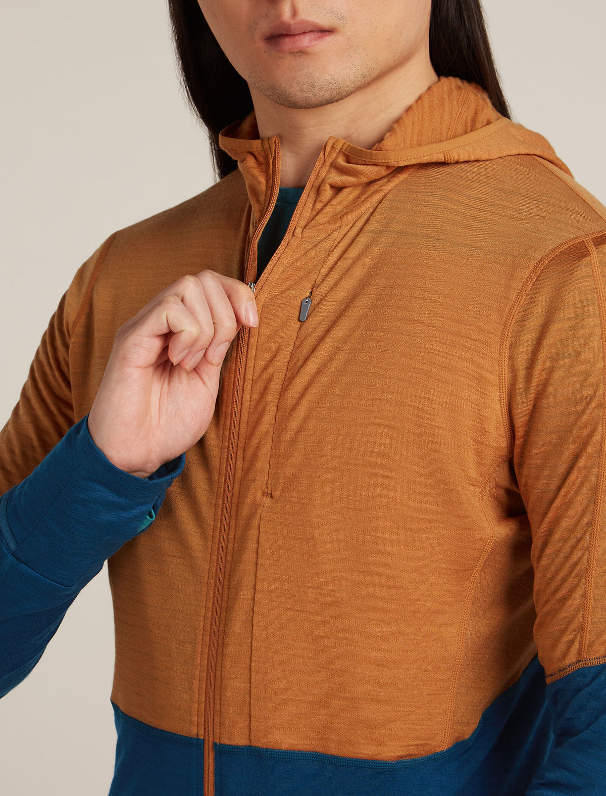 Haut à capuche, manches longues et glissière 200 RealFleece™ Descender en mélange de mérinos Men's Trail/Atlantis - 6