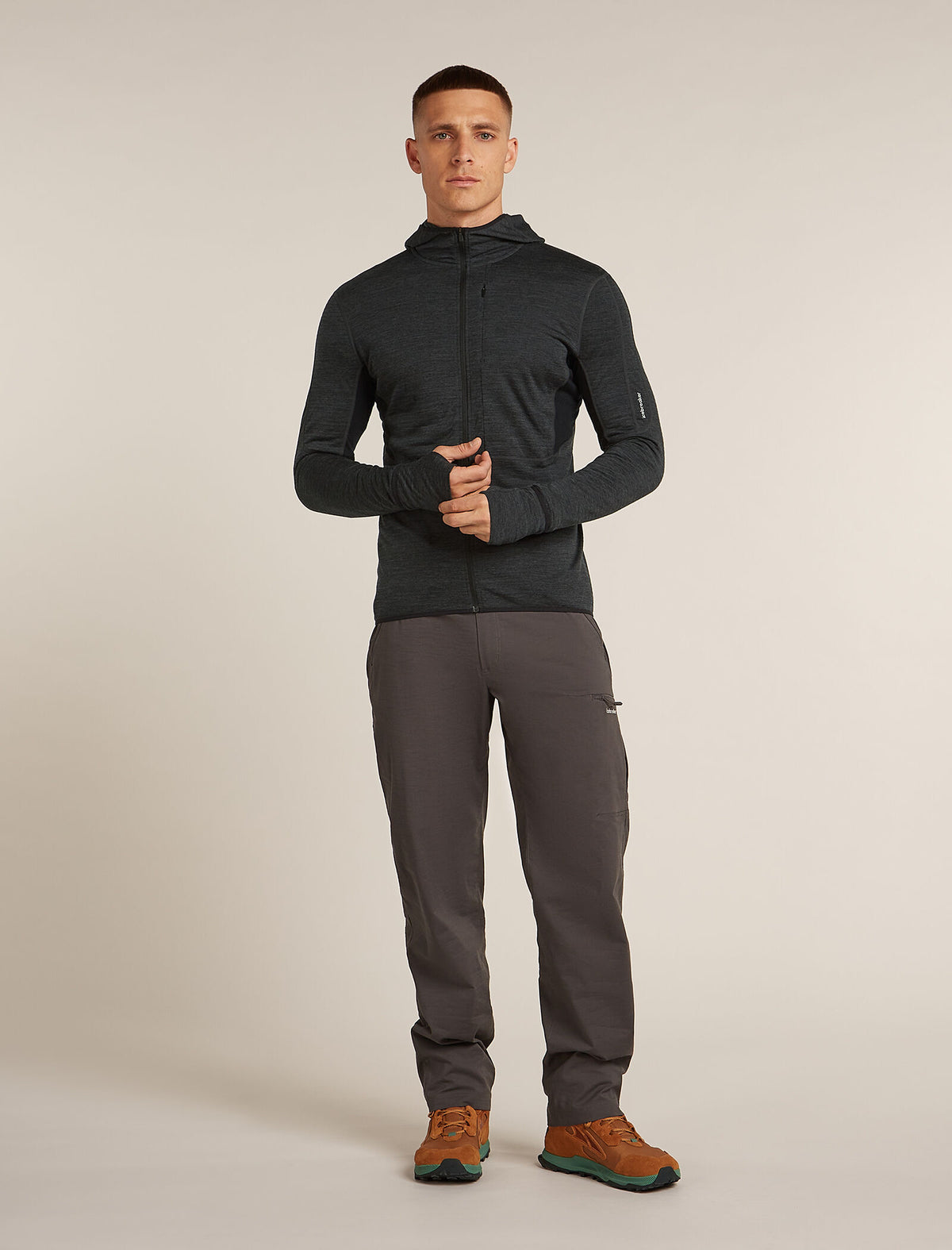 Haut à capuche, manches longues et glissière 200 RealFleece™ Descender en mélange de mérinos Men's Jet Hthr/Black - 3