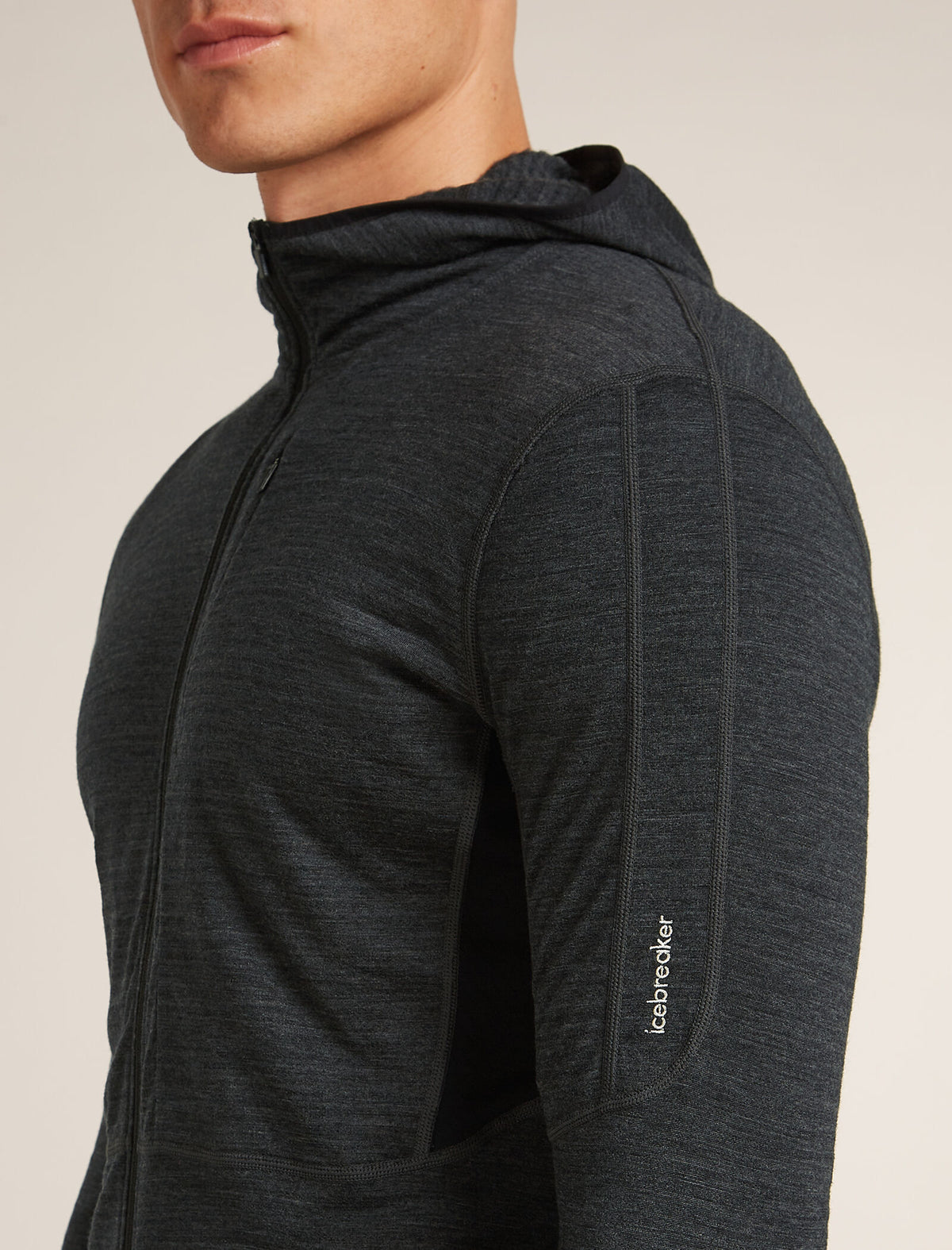 Haut à capuche, manches longues et glissière 200 RealFleece™ Descender en mélange de mérinos Men's Jet Heather/Black - 5