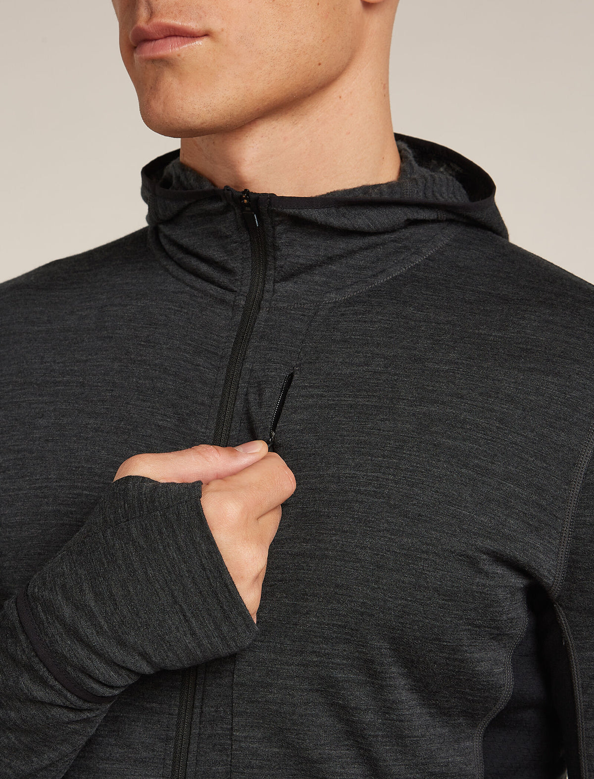 Haut à capuche, manches longues et glissière 200 RealFleece™ Descender en mélange de mérinos Men's Jet Heather/Black - 7