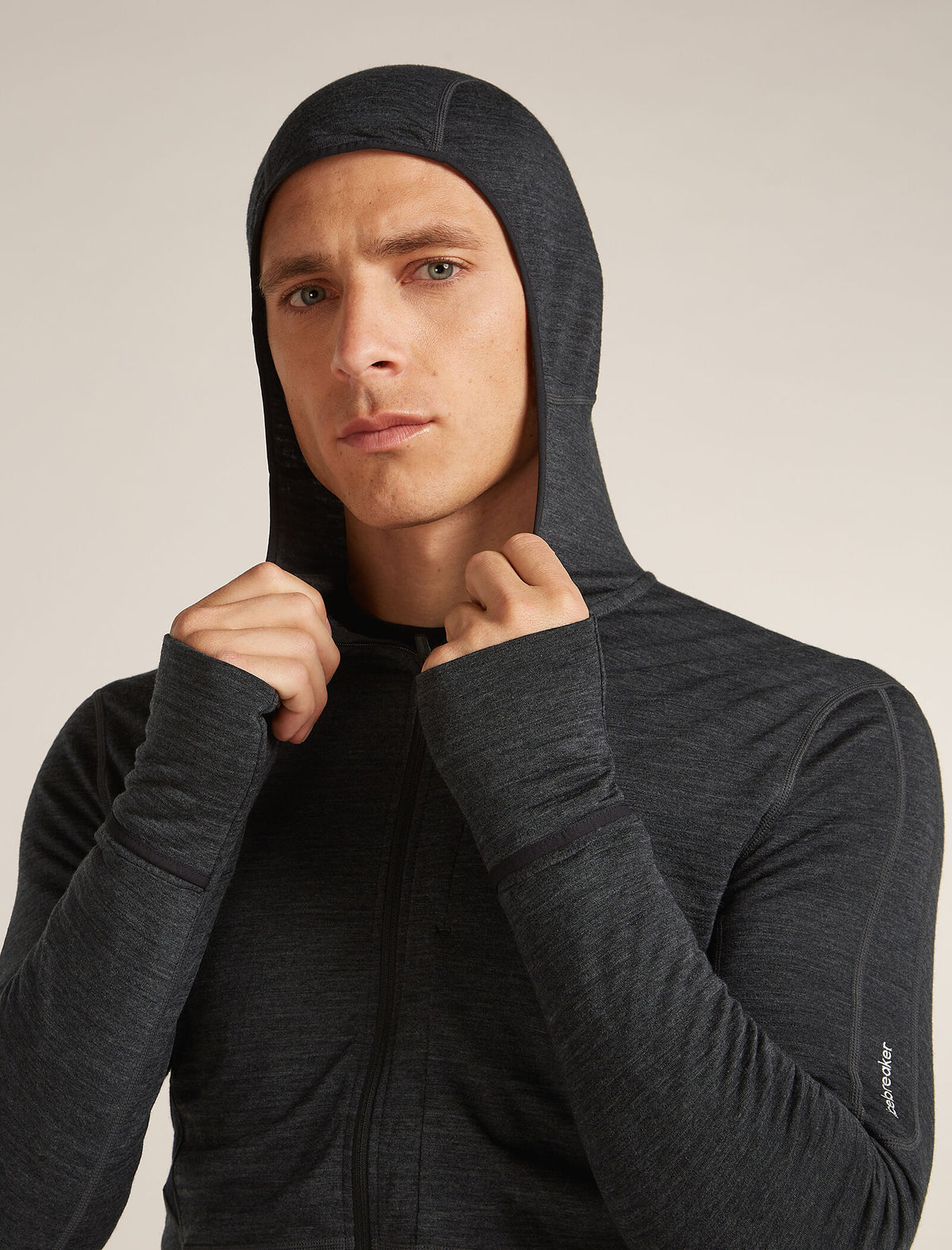 Haut à capuche, manches longues et glissière 200 RealFleece™ Descender en mélange de mérinos Men's Jet Heather/Black - 8