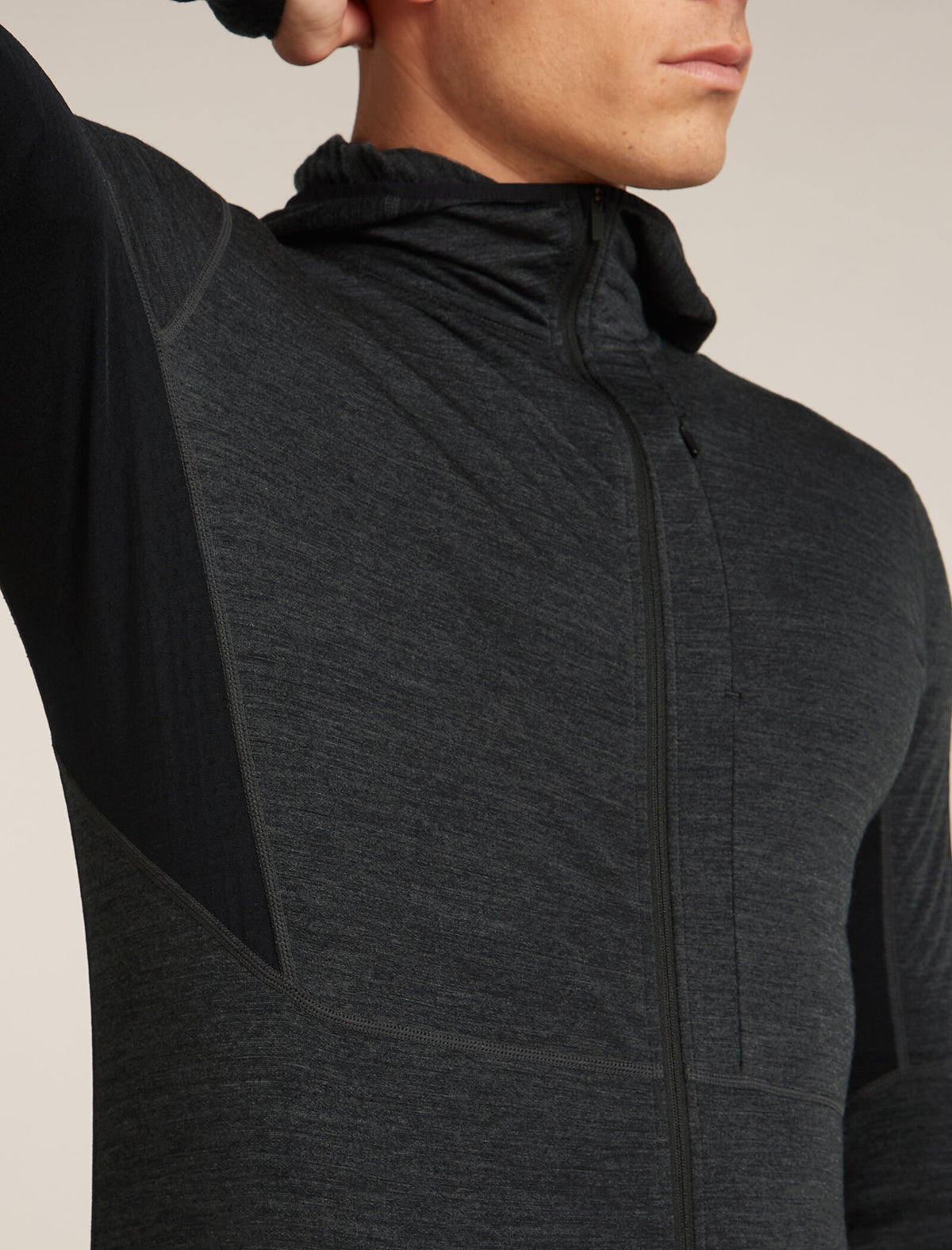Haut à capuche, manches longues et glissière 200 RealFleece™ Descender en mélange de mérinos Men's Jet Heather/Black - 9