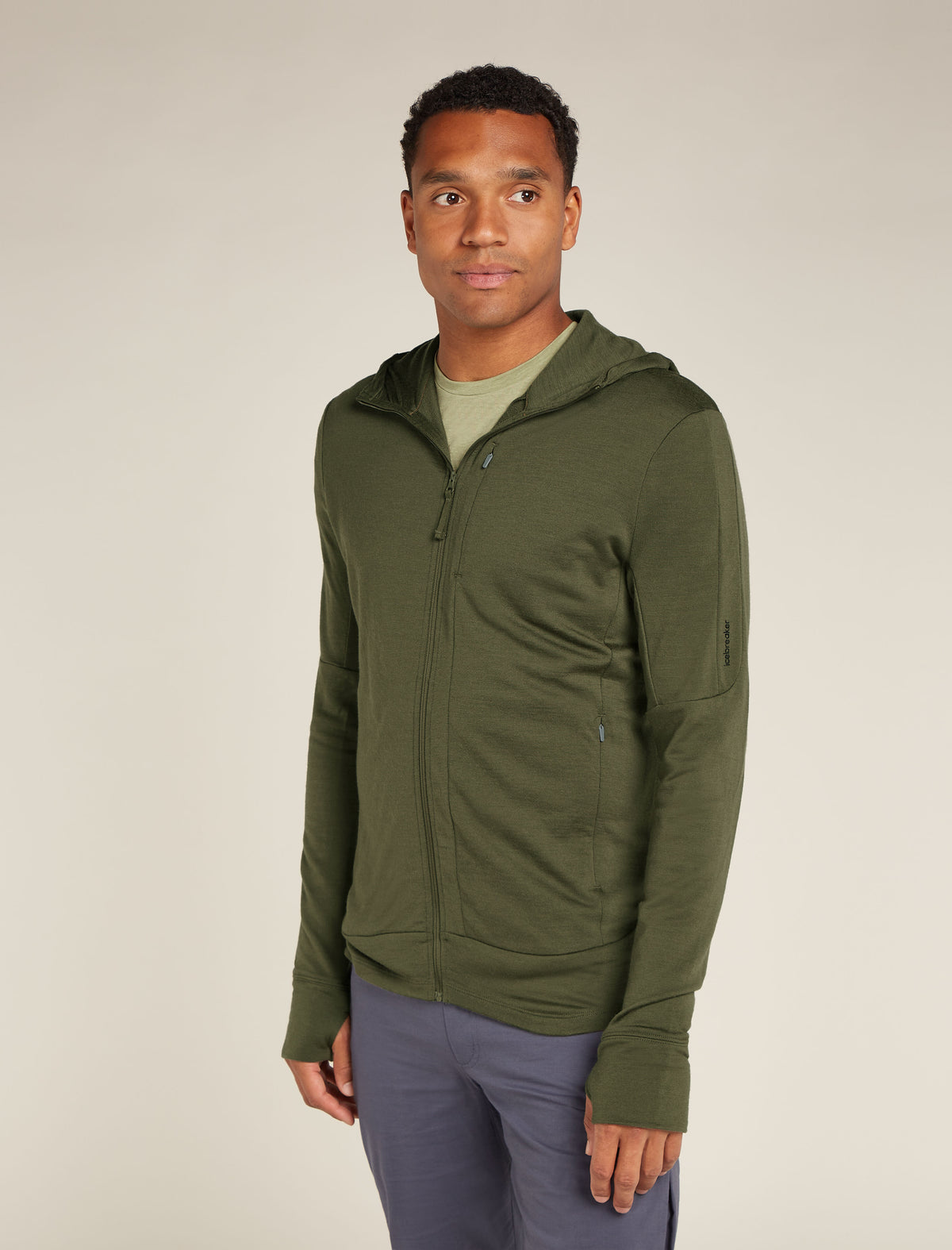Haut à capuche, manches longues et glissière 260 Quantum en mérinos Men's Loden - 1