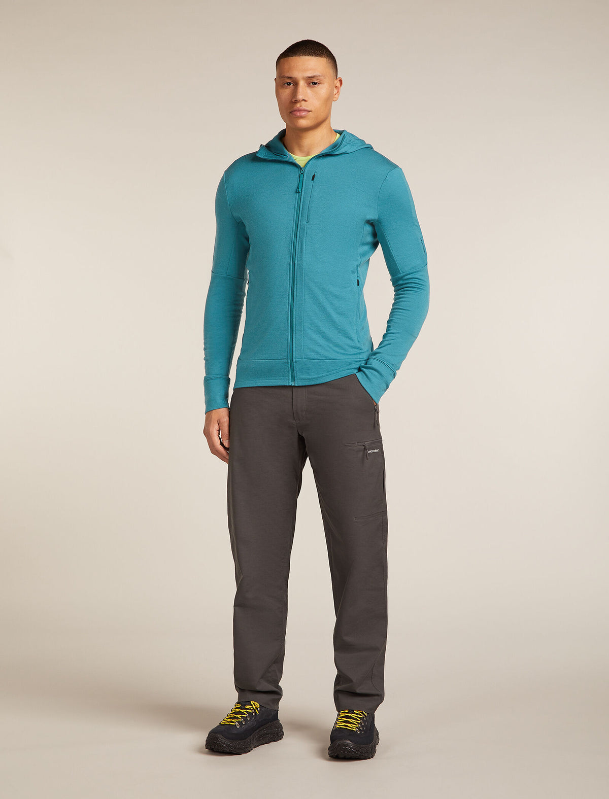 Haut à capuche, manches longues et glissière 260 Quantum en mérinos Men's Topaz - 3