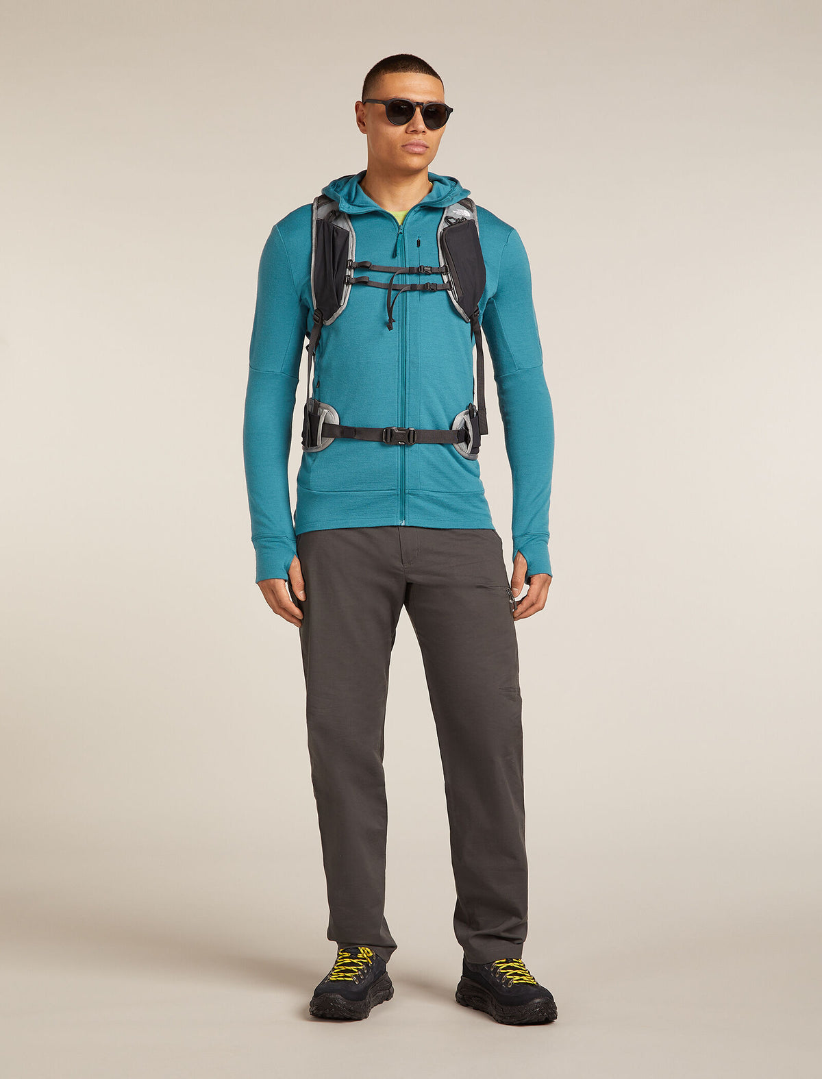 Haut à capuche, manches longues et glissière 260 Quantum en mérinos Men's Topaz - 4