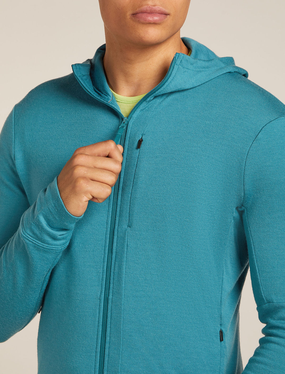 Haut à capuche, manches longues et glissière 260 Quantum en mérinos Men's Topaz - 6