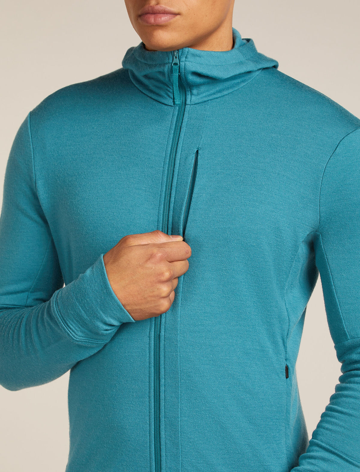 Haut à capuche, manches longues et glissière 260 Quantum en mérinos Men's Topaz - 8