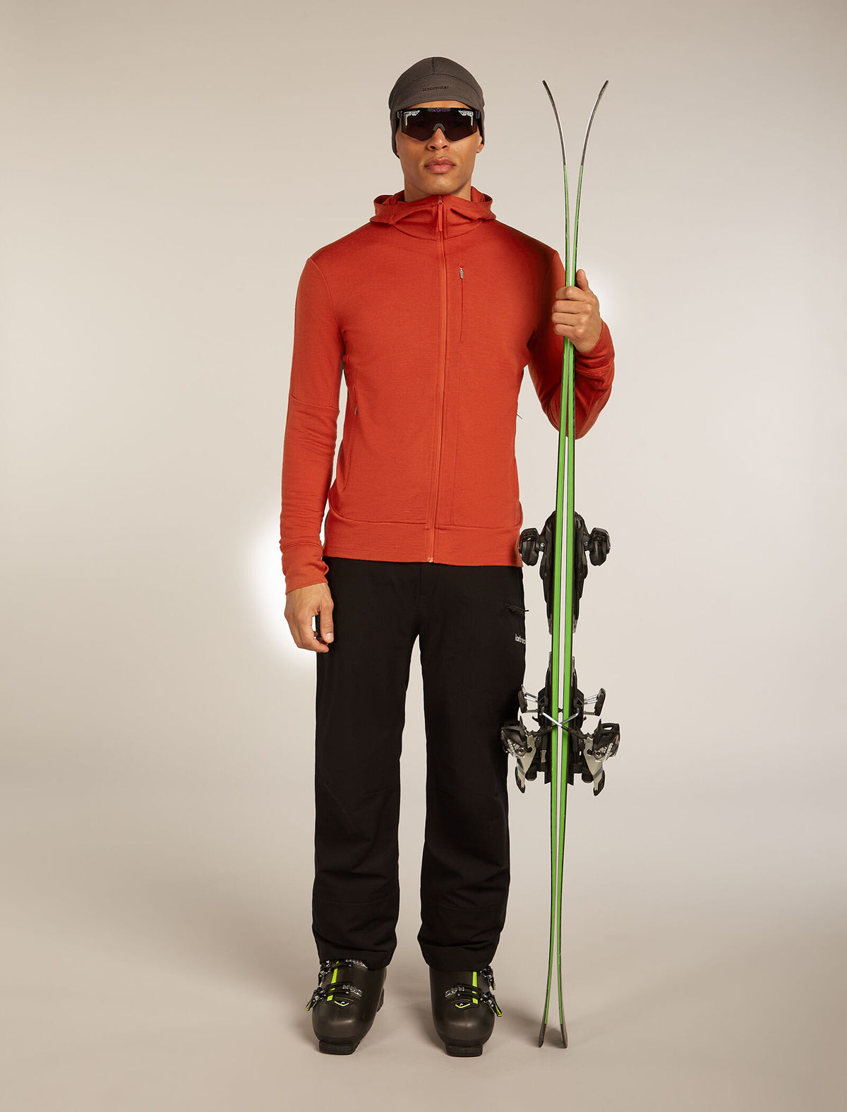 Haut à capuche, manches longues et glissière 260 Quantum en mérinos Men's Agate - 4