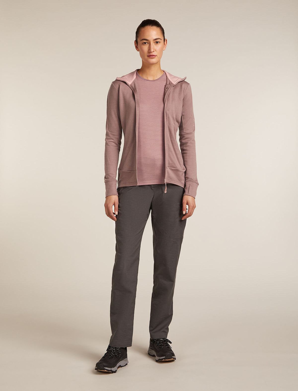Women's Merino 260 Quantum Long Sleeve Zip Hoodie Summit/Blush - 3