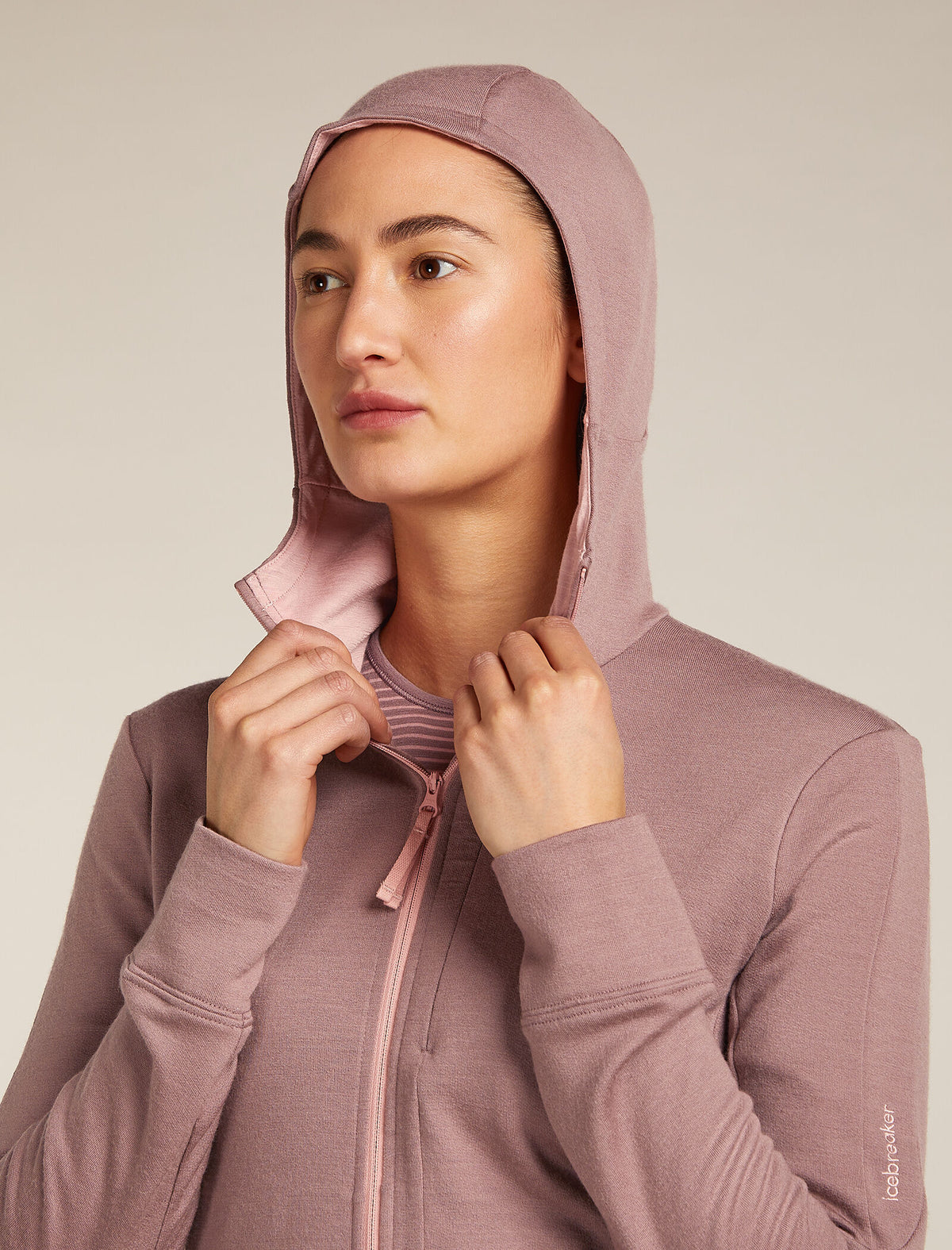 Women's Merino 260 Quantum Long Sleeve Zip Hoodie Summit/Blush - 8