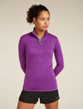 Women's Merino Blend 200 Realfleece™ Descender Long Sleeve Half Zip Top Passion - 1