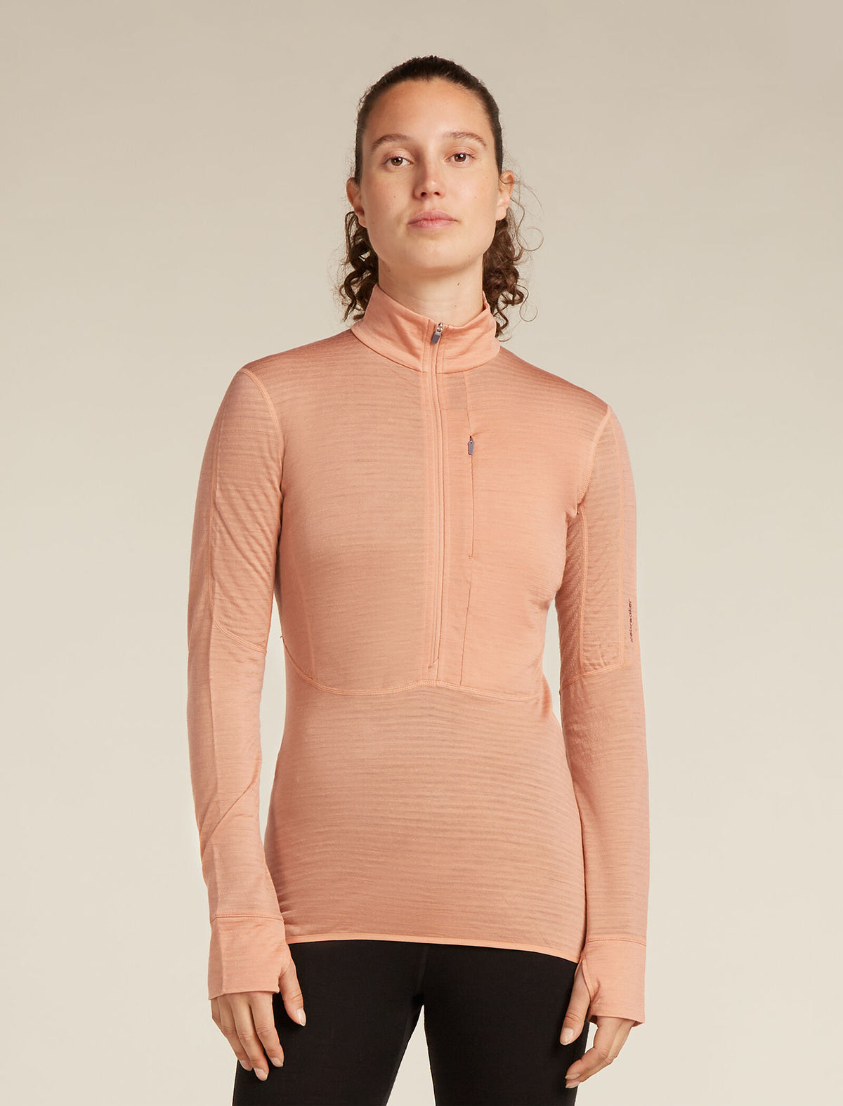 Manteau à manches longues et demi-glissière 200 RealFleece™ Descender en mélange de mérinos Femme Desert sand - 1