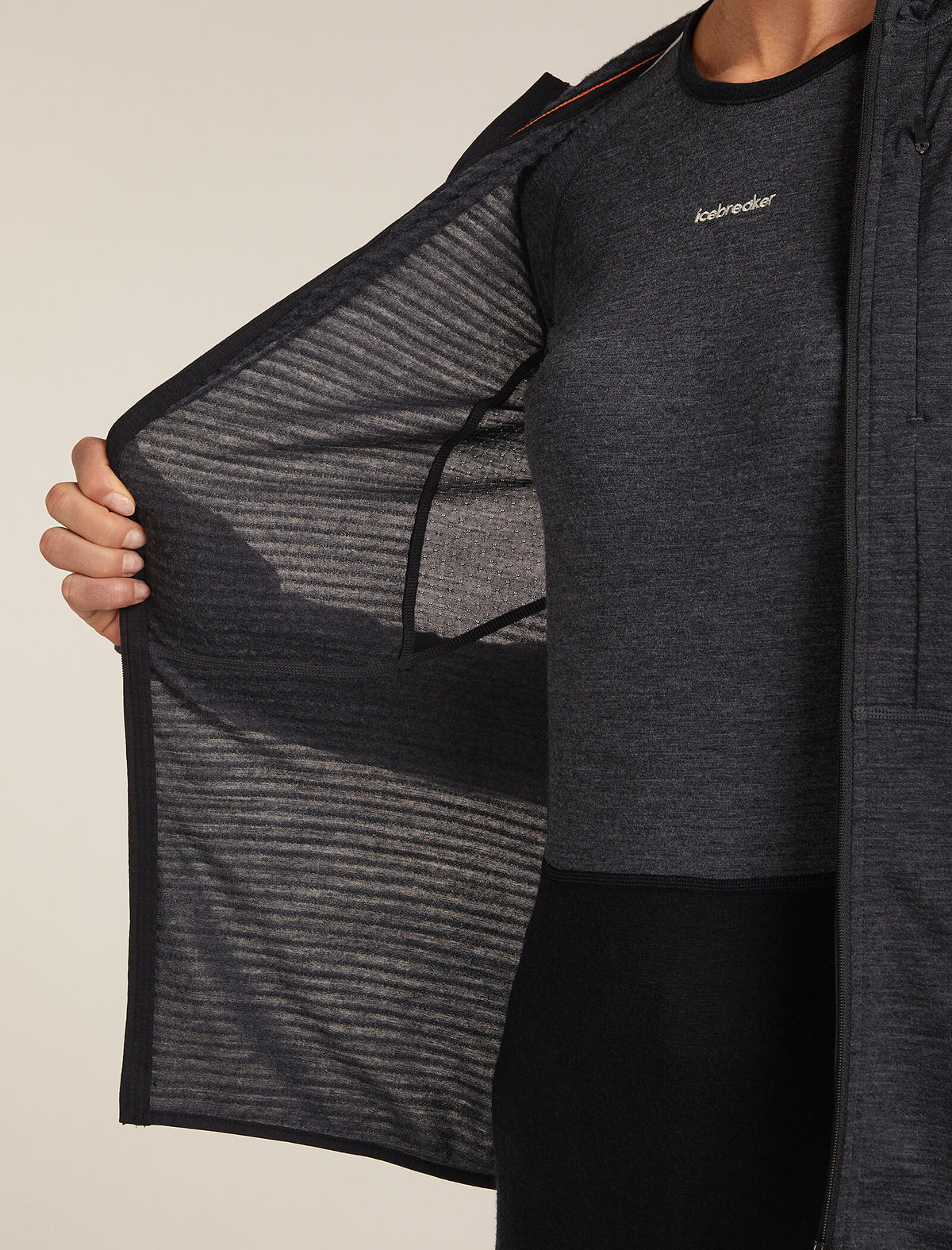 Women's Merino Blend 200 Realfleece™ Descender Long Sleeve Zip Hoodie Jet Hthr/Black - 10