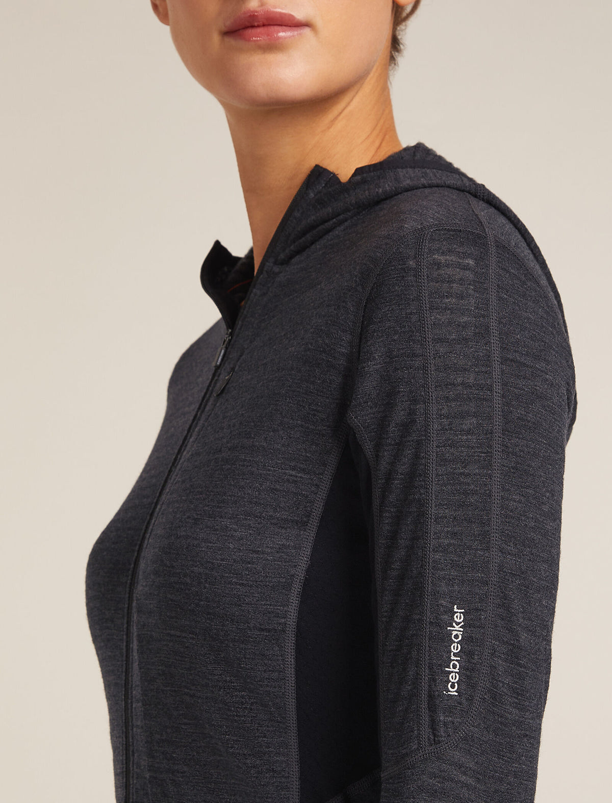 Women's Merino Blend 200 Realfleece™ Descender Long Sleeve Zip Hoodie Jet Hthr/Black - 5