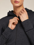 Women's Merino Blend 200 Realfleece™ Descender Long Sleeve Zip Hoodie Jet Hthr/Black - 7